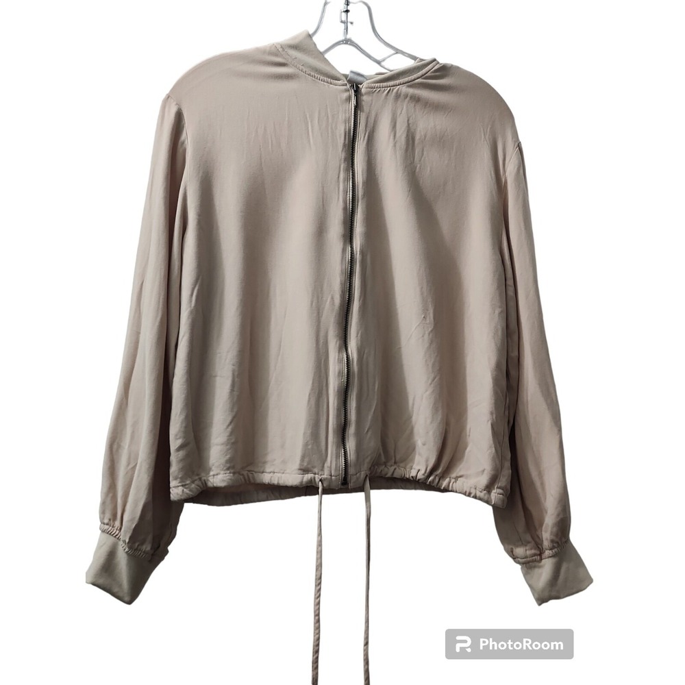 Melrose and Market Bomber Jacket Lightweight Drawstring Beige Size‎ S